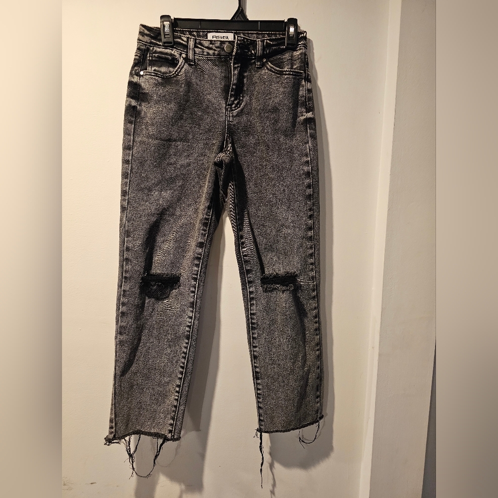 RSQ High Rise Straight Leg Jeans | Distressed Gray Denim - Picture 2 of 5